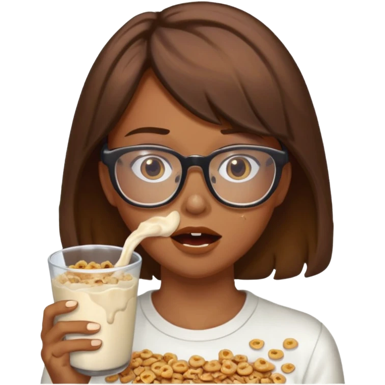 Vomit cereal milk vomit sexy vomit brown hair glasses  emoji