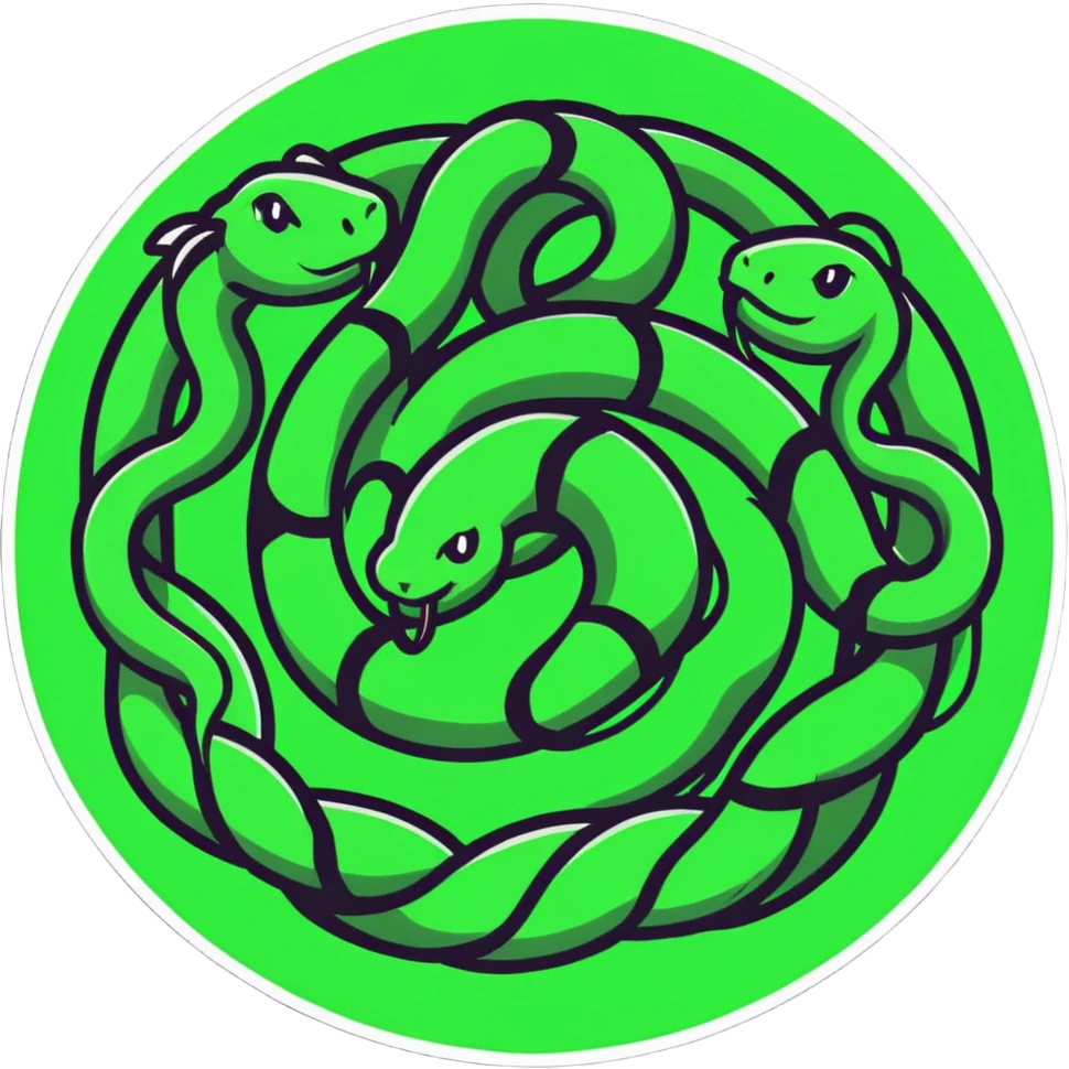 circle of snakes, multiple snakes arranged in a circular pattern emoji