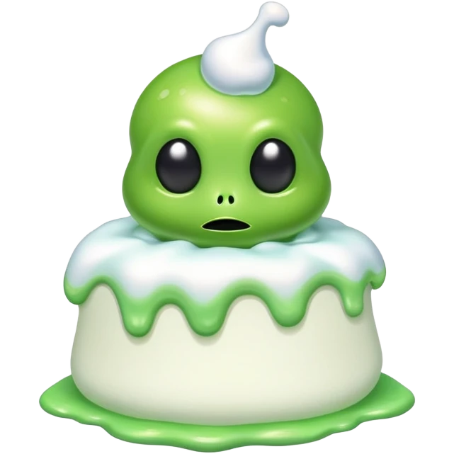 Melted marshmallows over a green alien  emoji
