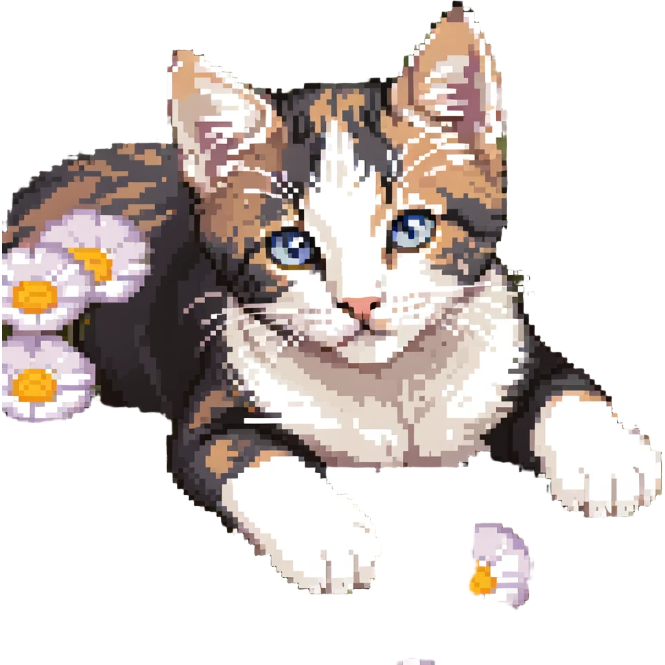 Kitten lying in flowers emoji