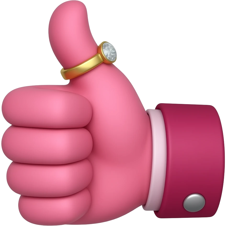 thumbs up emoji in fuscia with diamond ring emoji