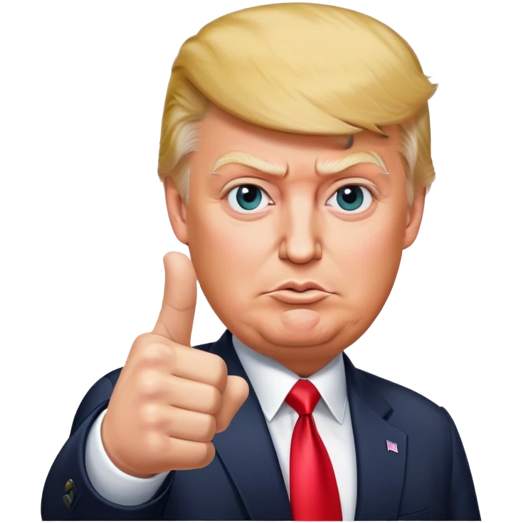 Super realistic Donald Trump pointing index finger up, realistic face emoji