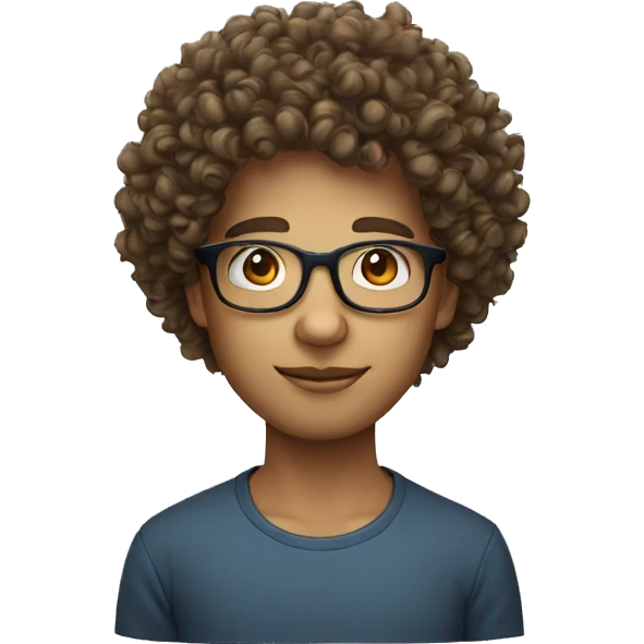 curly hairs, glasses big head emoji