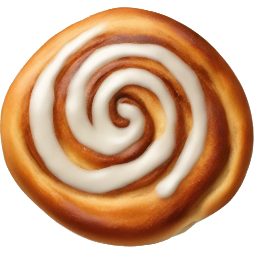 A delicious cinnamon bun lies on a plate emoji