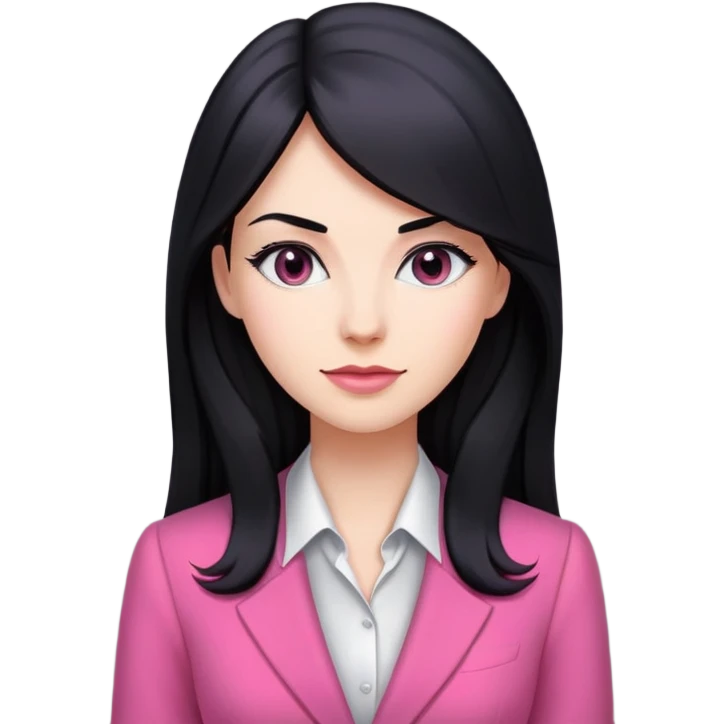 Business dress pink woman caucasian long black hair girl emoji