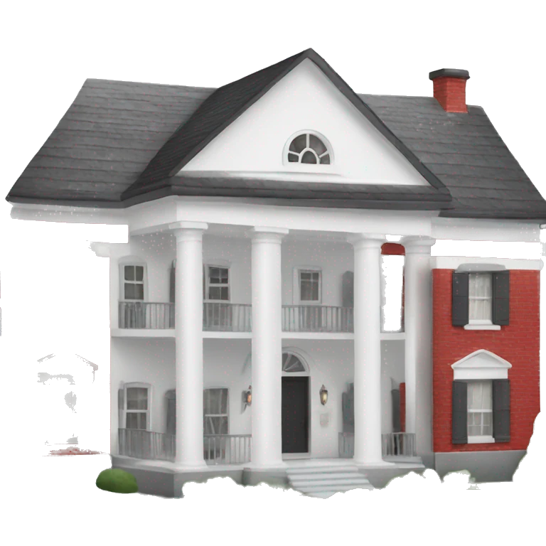 White House with red roof and grey windows emoji