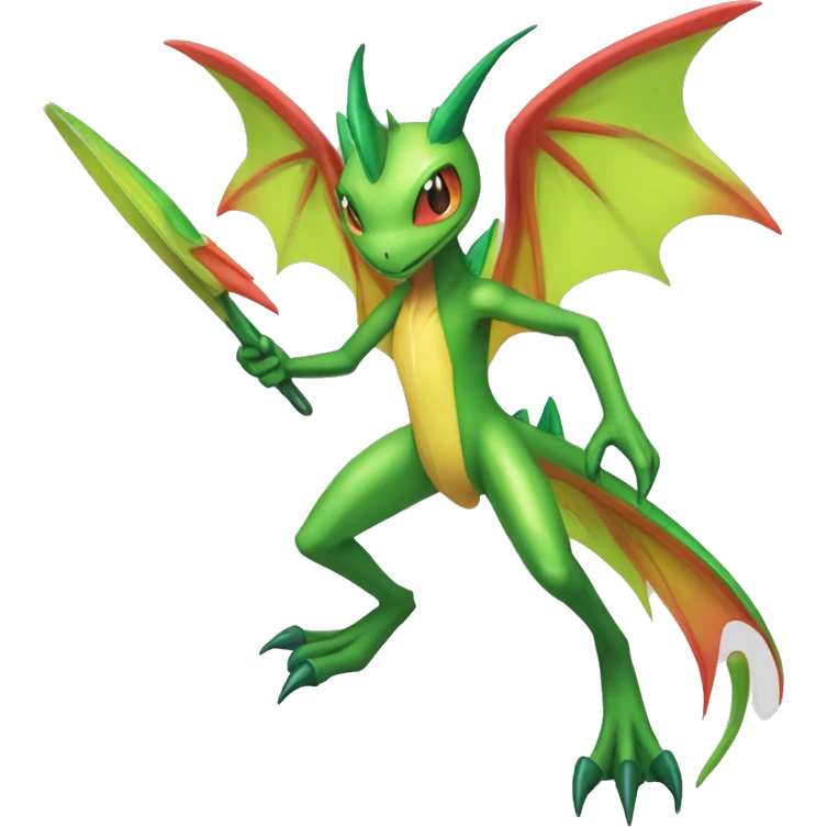 Full body sharp edgy shiny punk colorful Fairy-Flygon-Scyther-grovyle emoji