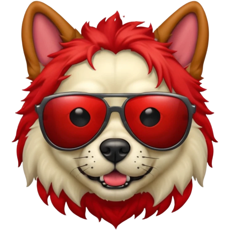 Zombie dog with red hair and sun glasses face emoji