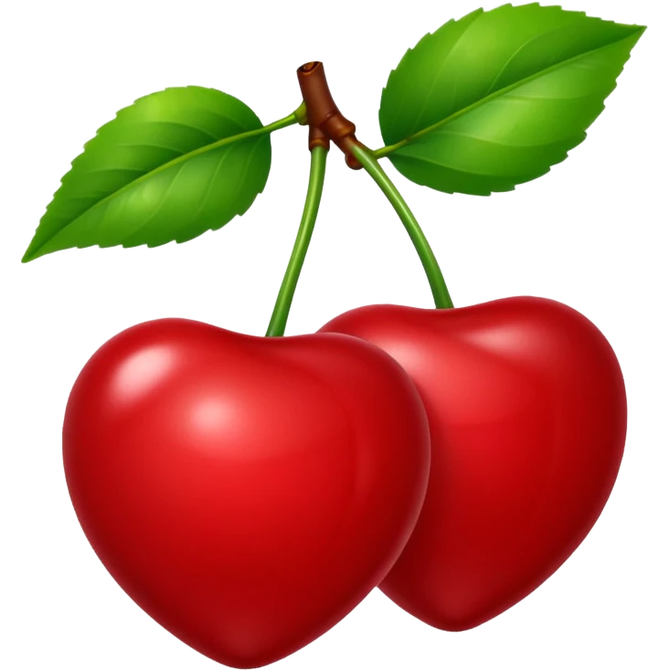 Red cherry with green leaves🍒 emoji