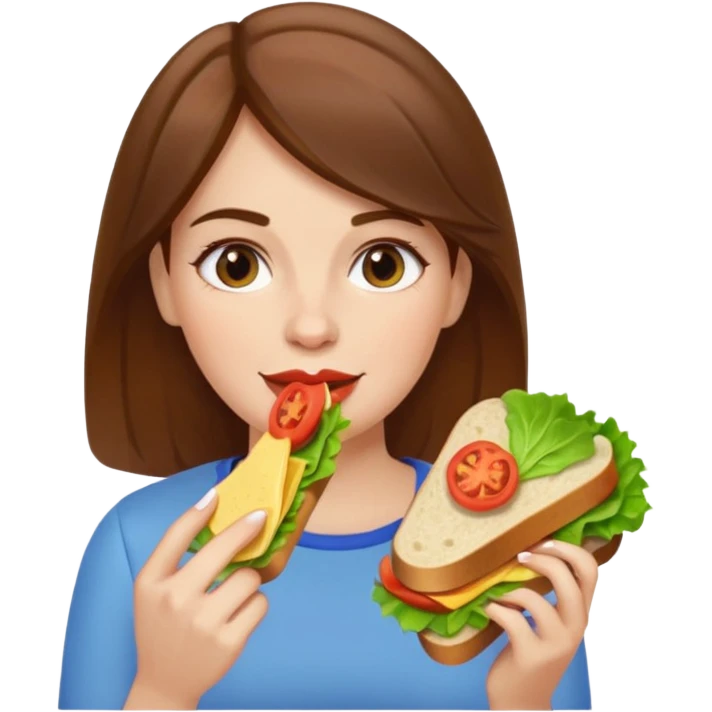 brown hair white women eating a sandwich emoji