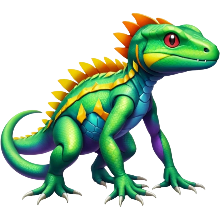 Genesect-lizard-Salandit-Treecko-Kecleon-Fakémon-Pokémon-hybrid-creature (full body)  emoji