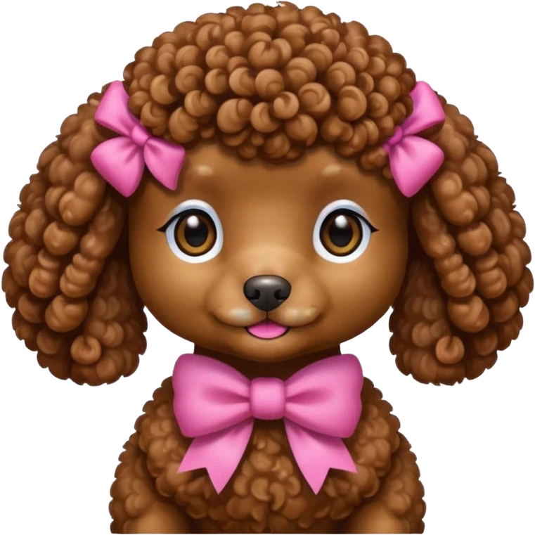 Brown toy poodle with pink bow emoji