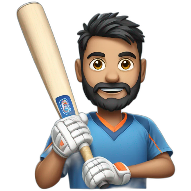 Virat with bat emoji
