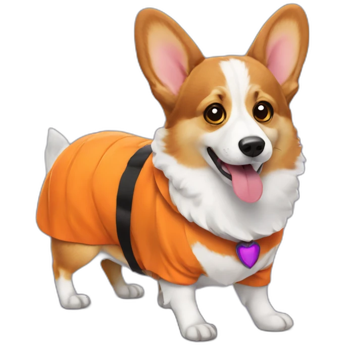 Corgi with Halloween costume emoji