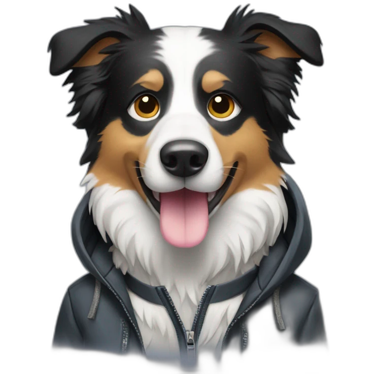 Border collie with a sunglasses and jacket  emoji