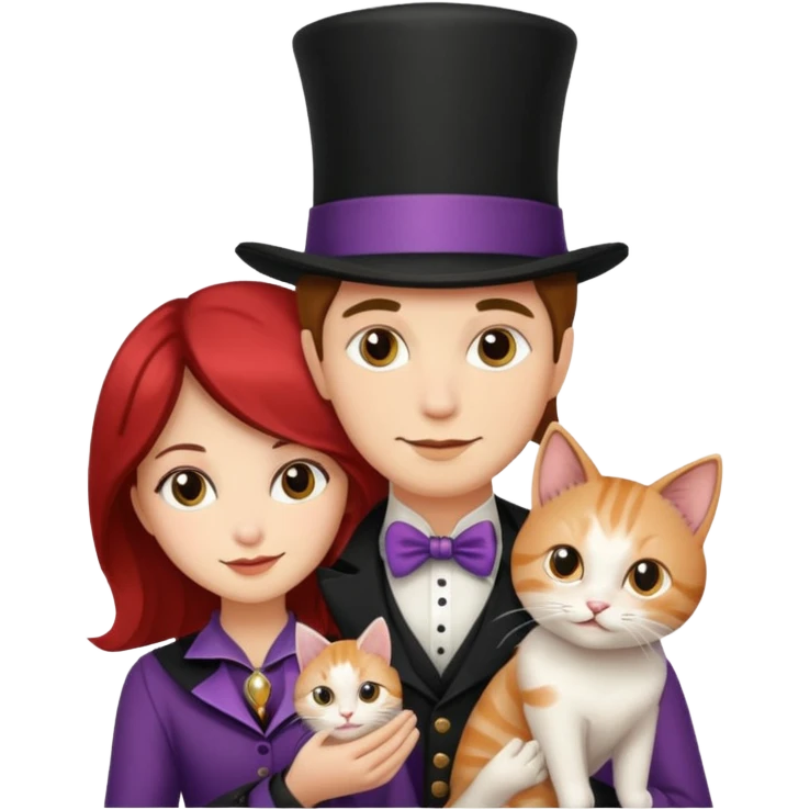magician couple and their pet cat emoji