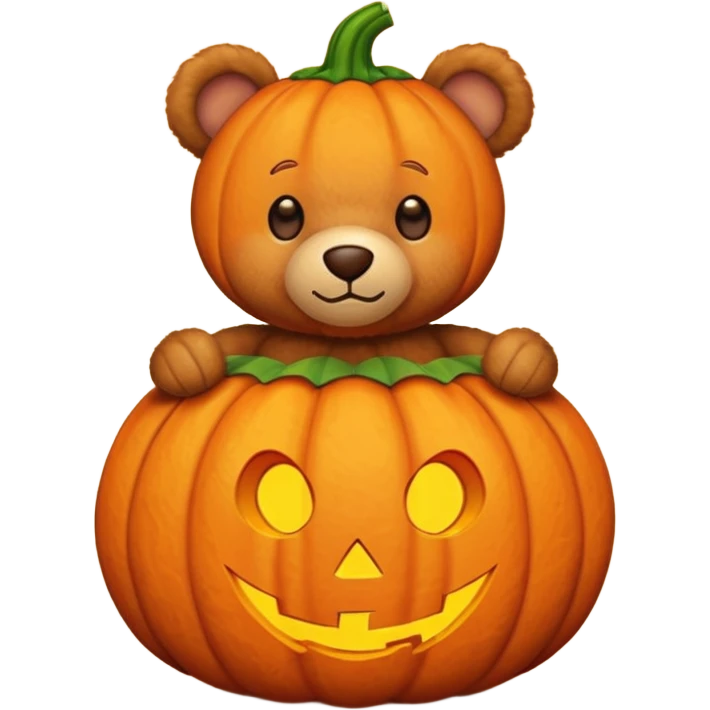 Teddy bear in a pumpkin emoji