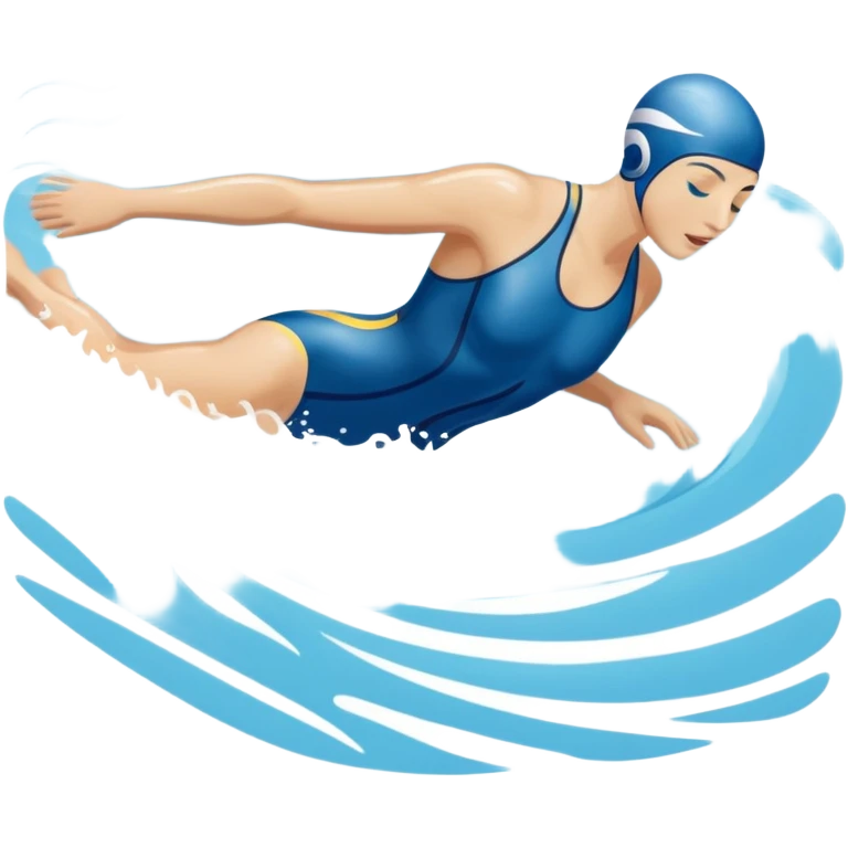 An icon featuring a swimmer in mid-stroke, cutting through the water with a strong, fluid motion. The design includes ripples around the swimmer’s body and a pool lane line in the background, symbolizing speed and technique in swimming. Transparent background highlights the grace emoji