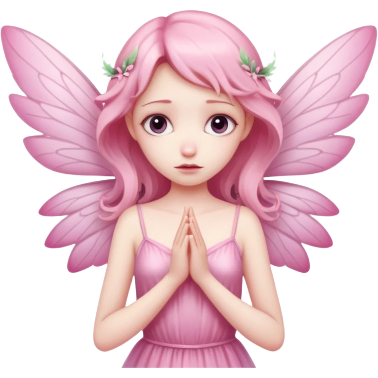 a sad pink fairy emoji