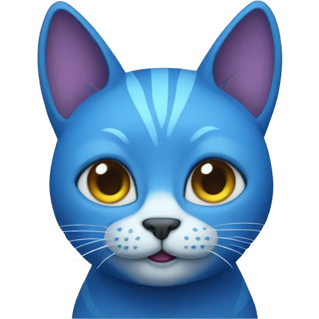 A blue cat with horns emoji
