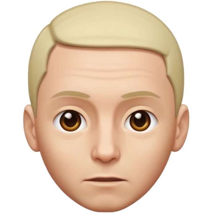 Create an iOS-style emoji of Eminem. Neutral facial expression, front-facing head only. Close-cut hair. Clean Apple emoji style, smooth shading, simple shapes, plain background. emoji