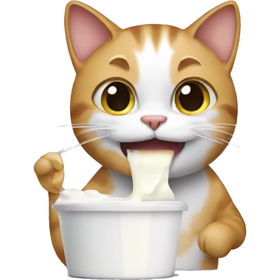 Cat eating yogurt emoji