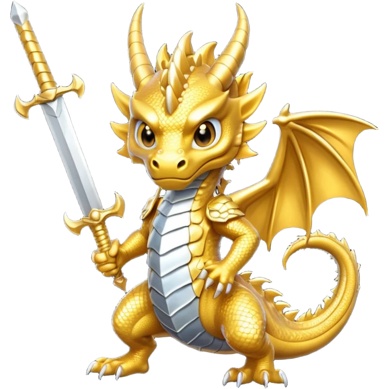 gold dragon with swords  emoji