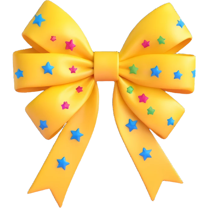 glossy purple bow with star pattern emoji