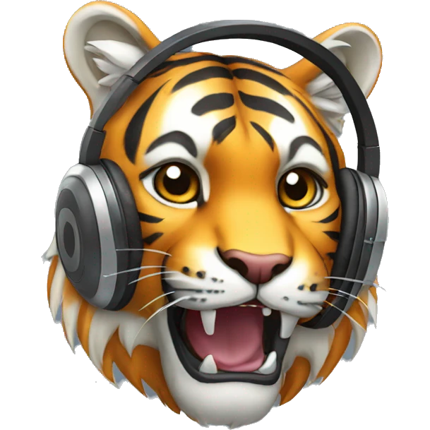 Tiger headphones talking emoji
