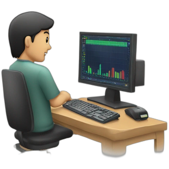 trader person computer with chart on screen emoji