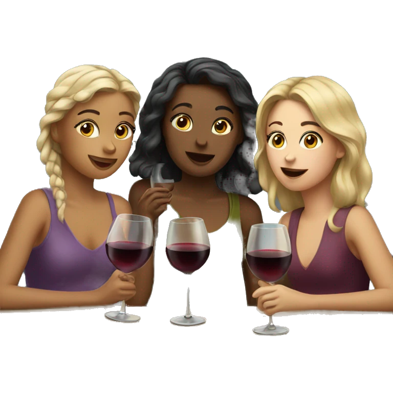 three Girls drinking wine emoji