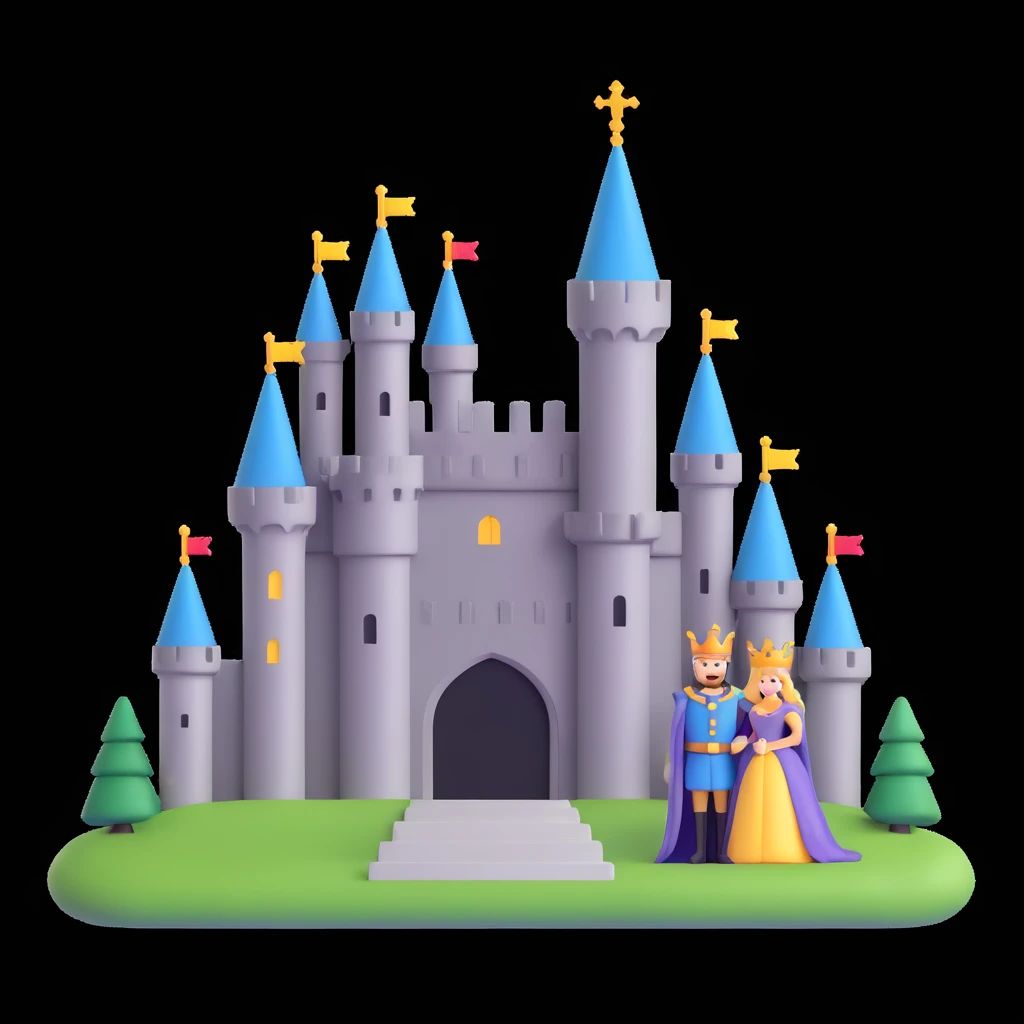 king and queen, castle background emoji