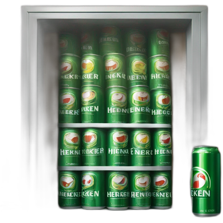 Heineken cans stacked up against open door emoji