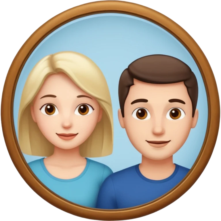 Woman in front. Man in mirror. They look similiar and look at each other emoji