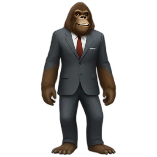 Bigfoot wearing a suit emoji