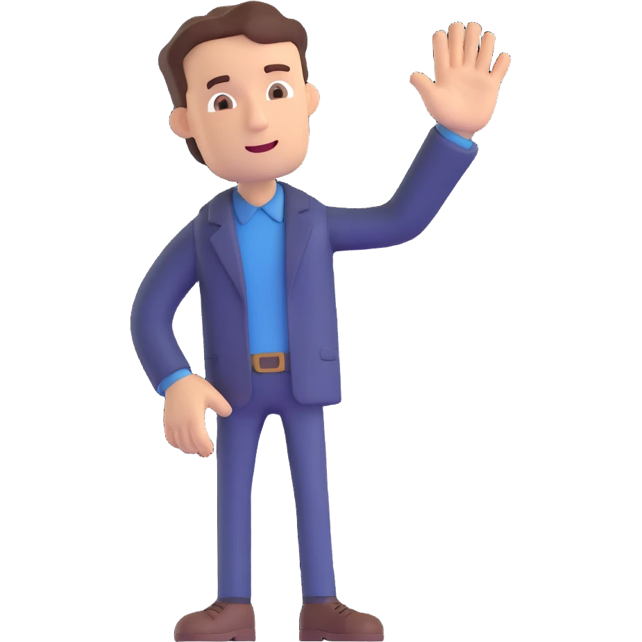 a man waving with his hand tilted forward emoji
