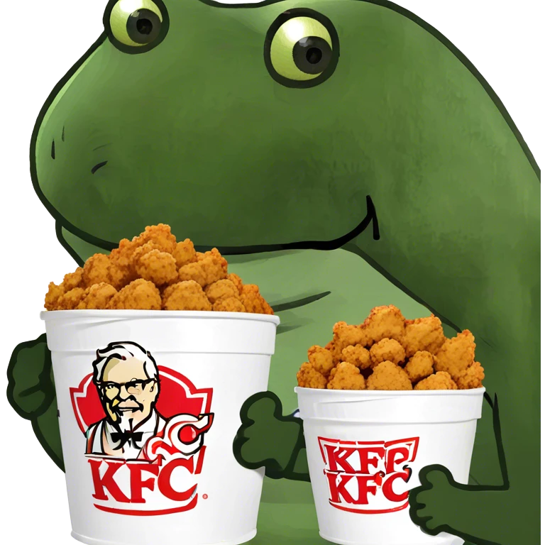 bufo offering a bucket of KFC chicken emoji