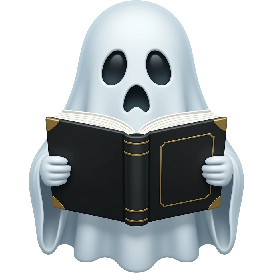 Haunting ghost realistic reading black book emoji