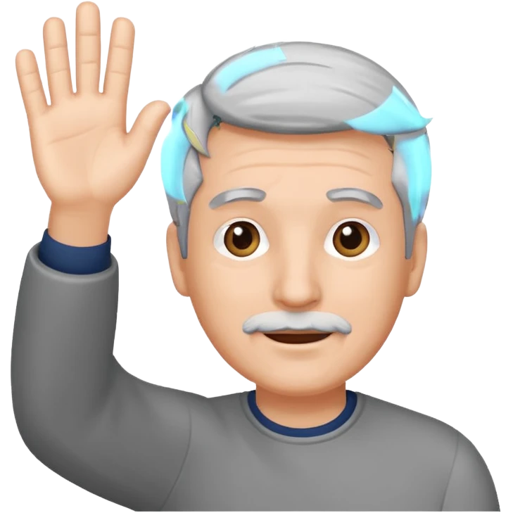 Man with gray hair waves  emoji
