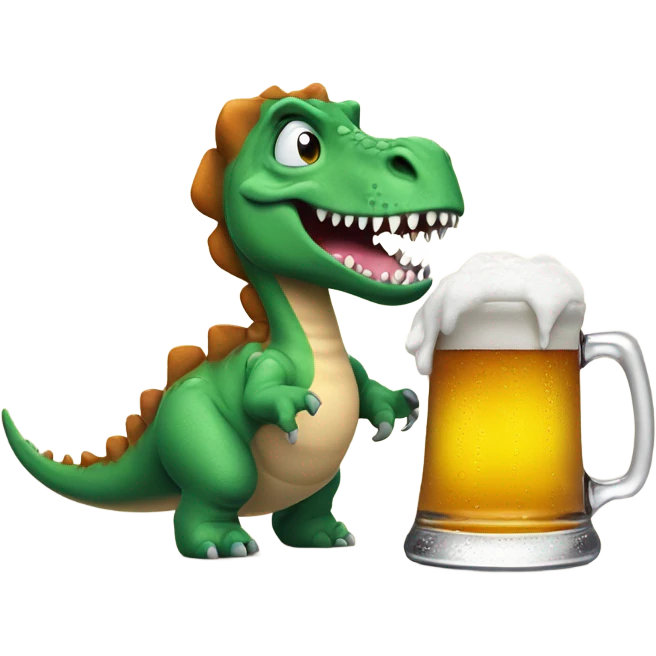 dinosaur drinking beer emoji