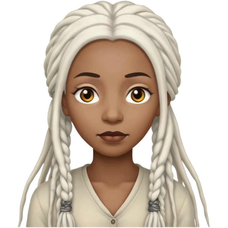 black woman with gray eyes with long white dreadlocs emoji