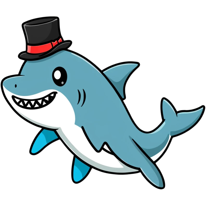 Shark with a top hat emoji