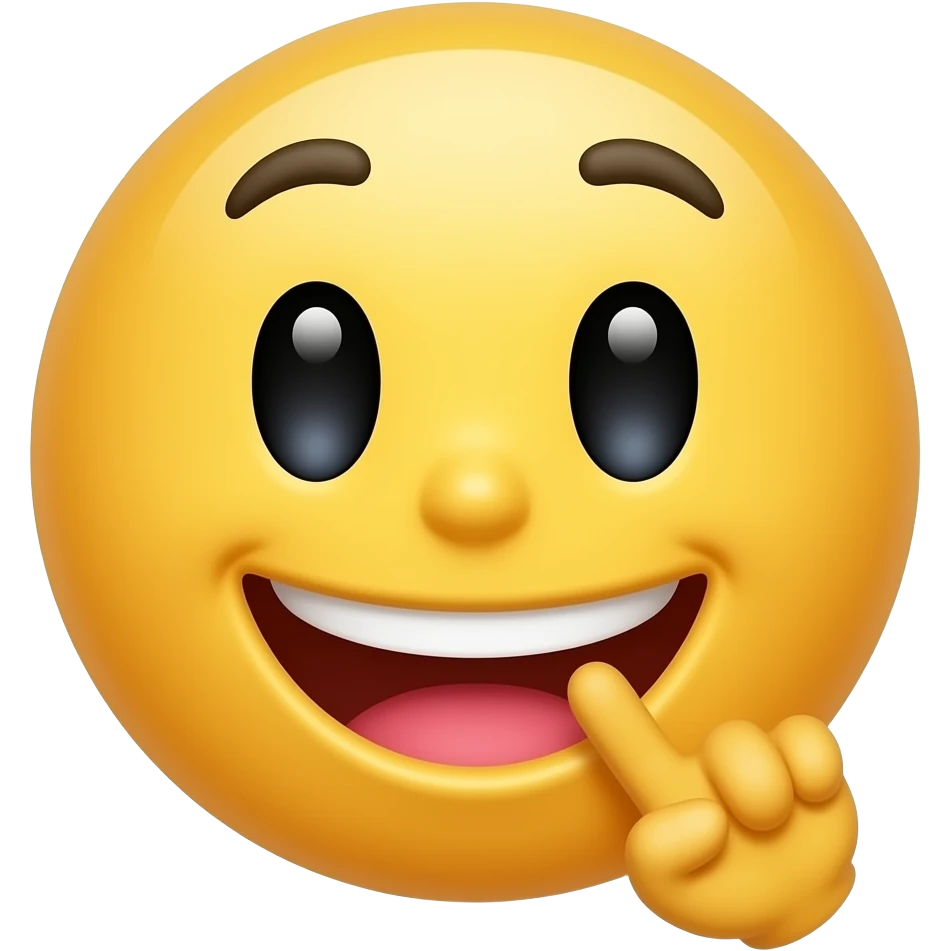 Carita sorriente mordiendose el dedo emoji