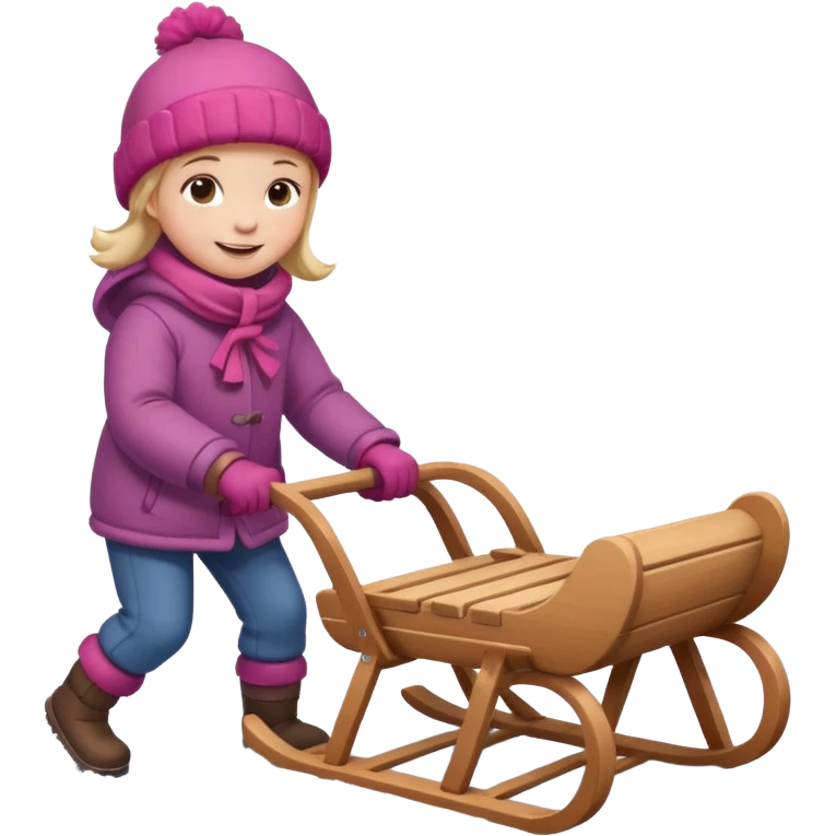 child pulling sled in snow emoji