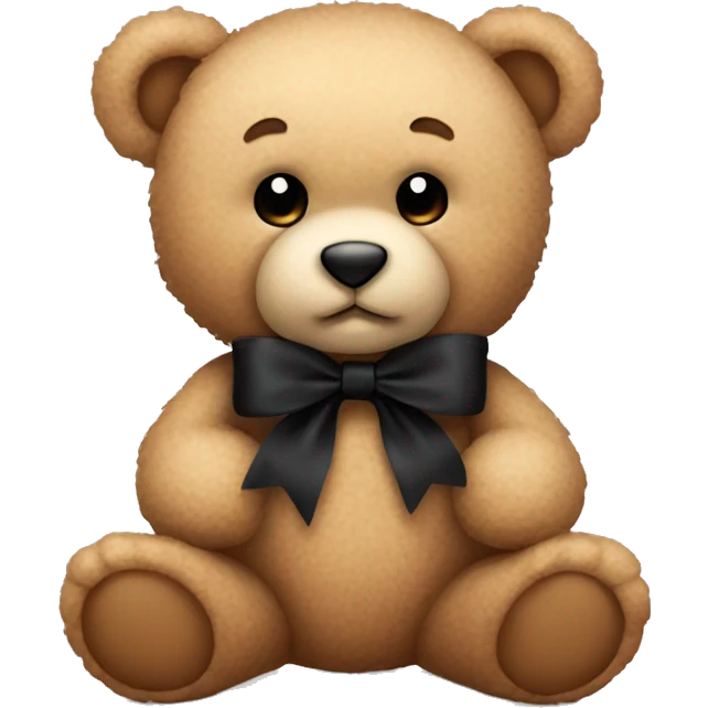 Cute teddy bear with black bow emoji