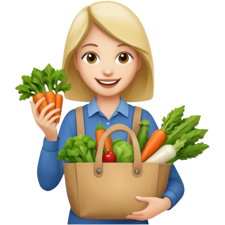 Shopper with veggie tote emoji
