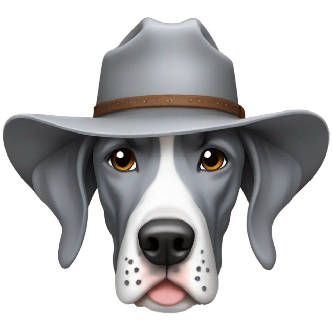 Grey Great Dane in a cowboy hat emoji