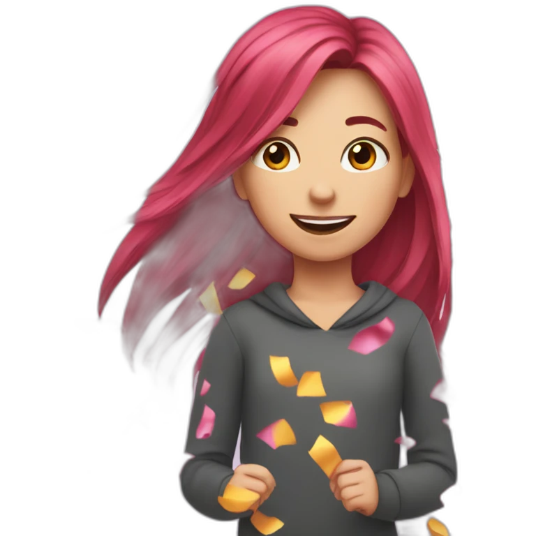 girl-long-straight-rosered-hair-throwing-confetti emoji