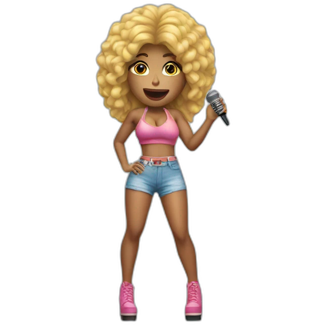 Nicki Miami singing into microphone full body emoji