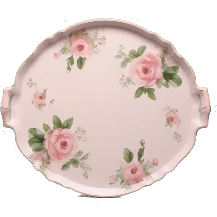 Light pink floral serving tray with handles, shabby chic style emoji